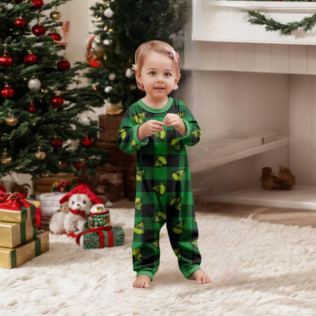 Christmas Print Cute Family Set Pajamas, Home Clothes, Family Set Long Sleeve Top Pants Set