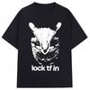 Interesting Lock Element Cat Expression Graphic T-shirt for Men and Women, Trendy and Popular Casual T-shirt, Streetwear Appa...