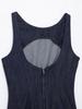 2026 Women's European & American Style Sleeveless Slimming Solid Color Denim Effect Short Dress