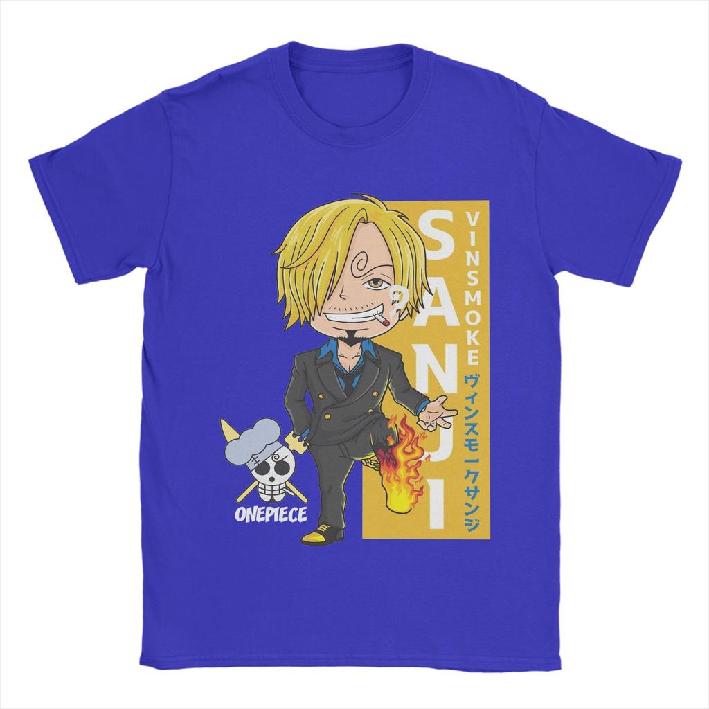 Mens Chibi Sanji T Shirts Ones Pieces Pure Cotton Clothes Leisure Short Sleeve Crewneck Tees Birthday Gift TShirt