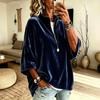 Women Velvet Top V Neck Long Sleeve Loose Fit Soft Fabric