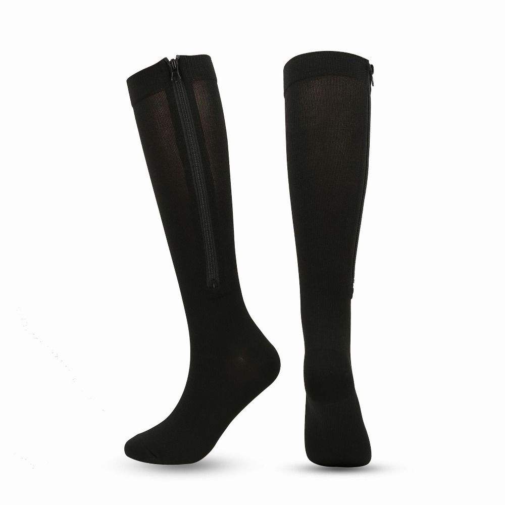 Bas de Compression à Fermeture Éclair Chaussettes Couleur Peau Élasticité Bout Fermé Chaussettes de Compression Femmes