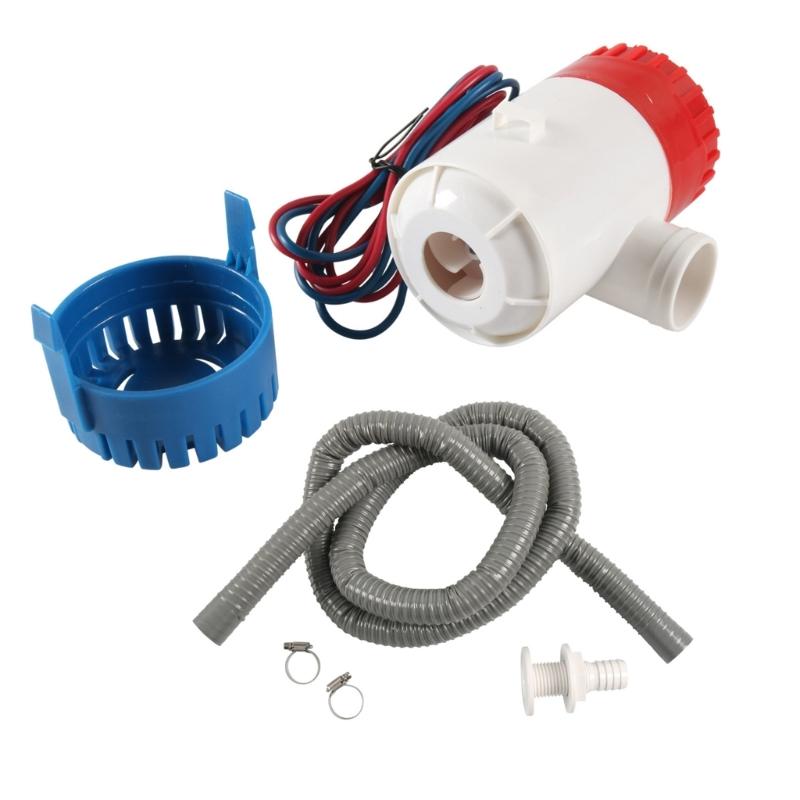 Kraftig 1100GPH PVC lensepumpe med dreneringssett slangeklemmer gjennom skrogtilpasning for bobil seilbåter Yacht vannscooter