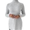 Women's High Neck Pullover Autumn Winter Slit Slim Fit Bottomed Shirt Pit Stripes Medium Length Sweaters
