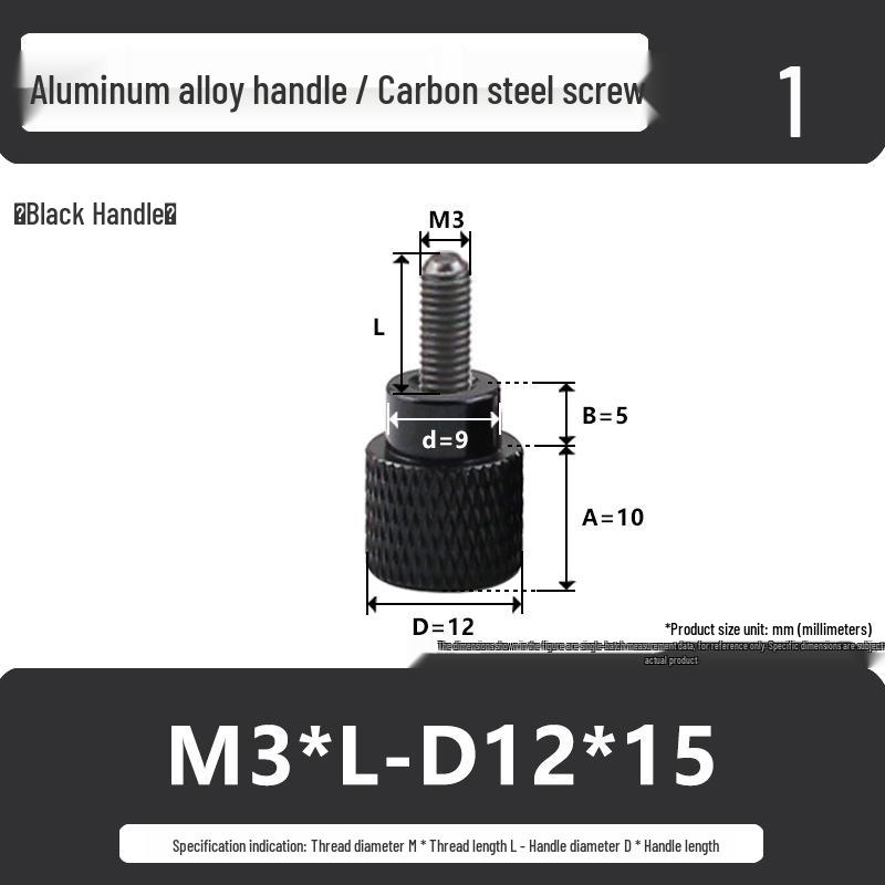 M3M4 Aluminum Alloy Hand-Tightening Flat Head Knurled Adjustment Screw Bolt