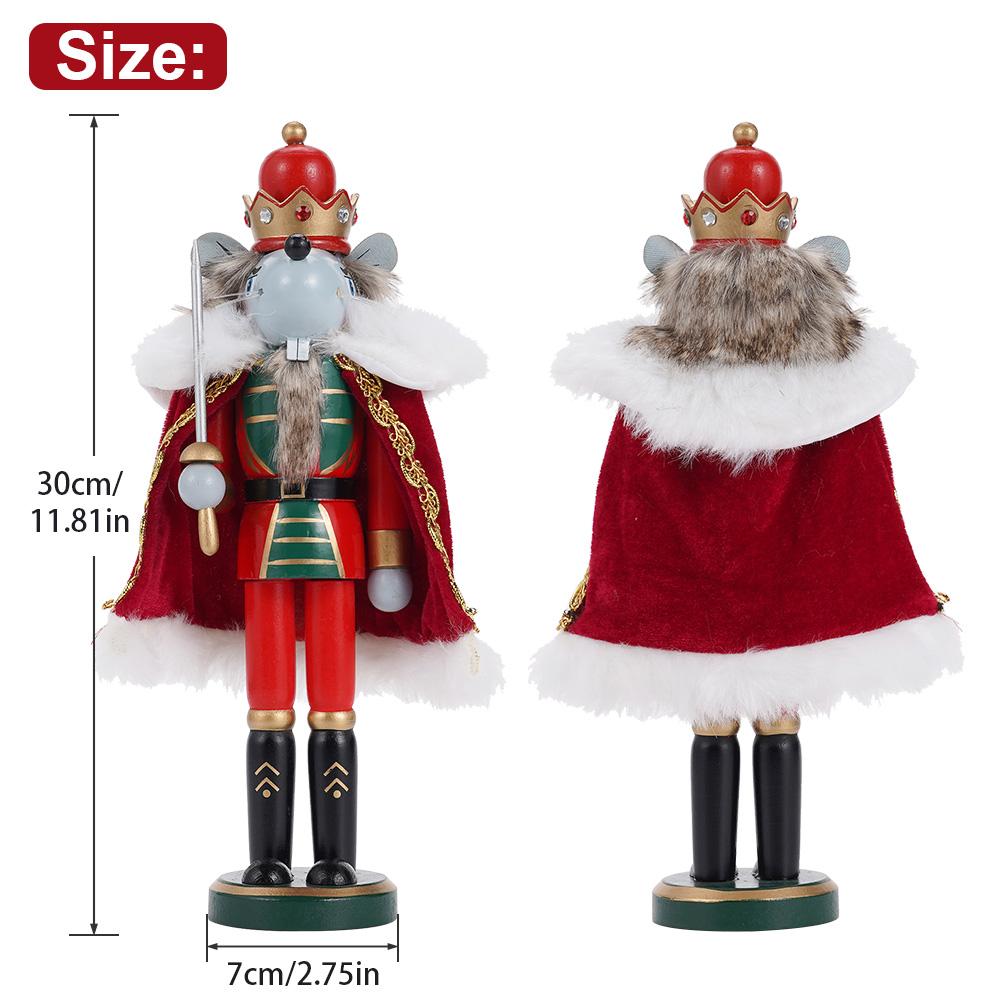 30CM Wooden Nutcracker Ornament Soldier Figure Handcraft Doll Home Office Table Xmas Decoration Statue Childrens Christmas Gift
