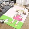 Mei Kusakabe Cartoon Flannel Printed Carpet, Home Sofa Decoration for Living Room & Bedroom, Non‑Slip Play Flannel Floor Mat for Game Room