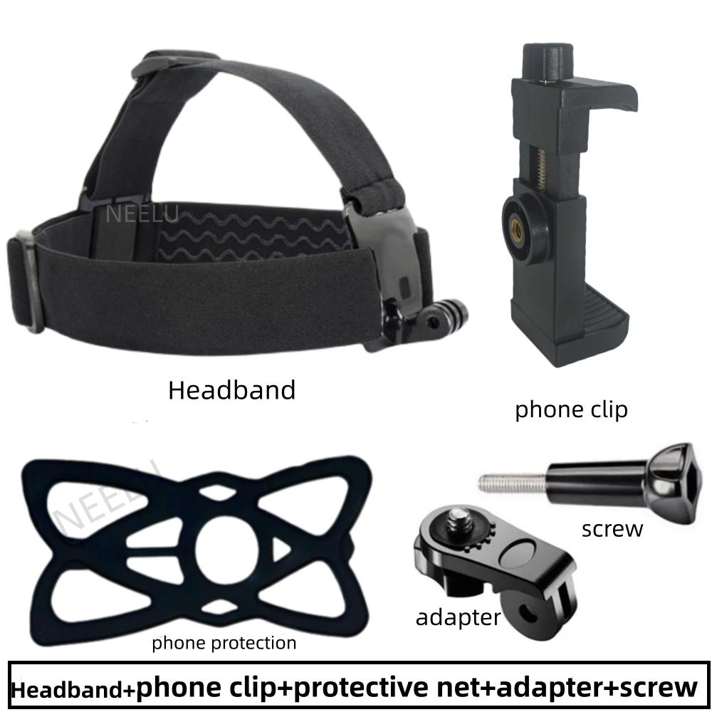 Head Strap Adjustable Universal Mobile Phone Clip Fix Mount for Gopro Hero 12 10 9 8 7 6 5 for iPhone Xiaomi Samsung Huawei