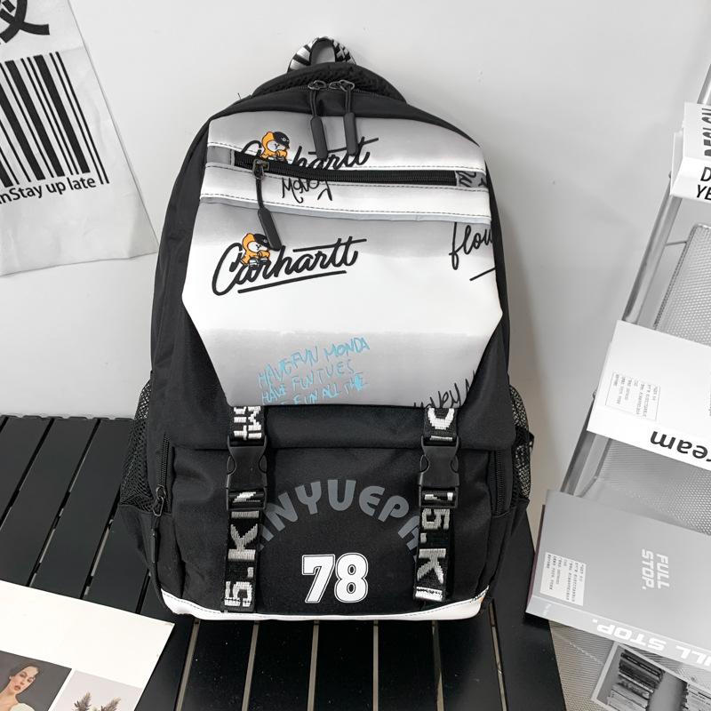 Backpack Men's Backpack Fashion Trend Personality Graffiti Student School Bag Korean Version Middle and High School Student Creative Trend Bag
