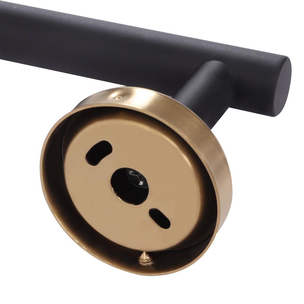 5-Piece Bathroom Set Black Gold, 304 Stainless Steel Towel Bar Holder Toilet Paper Holder with Hooks, Modern Bathroom Hardware A