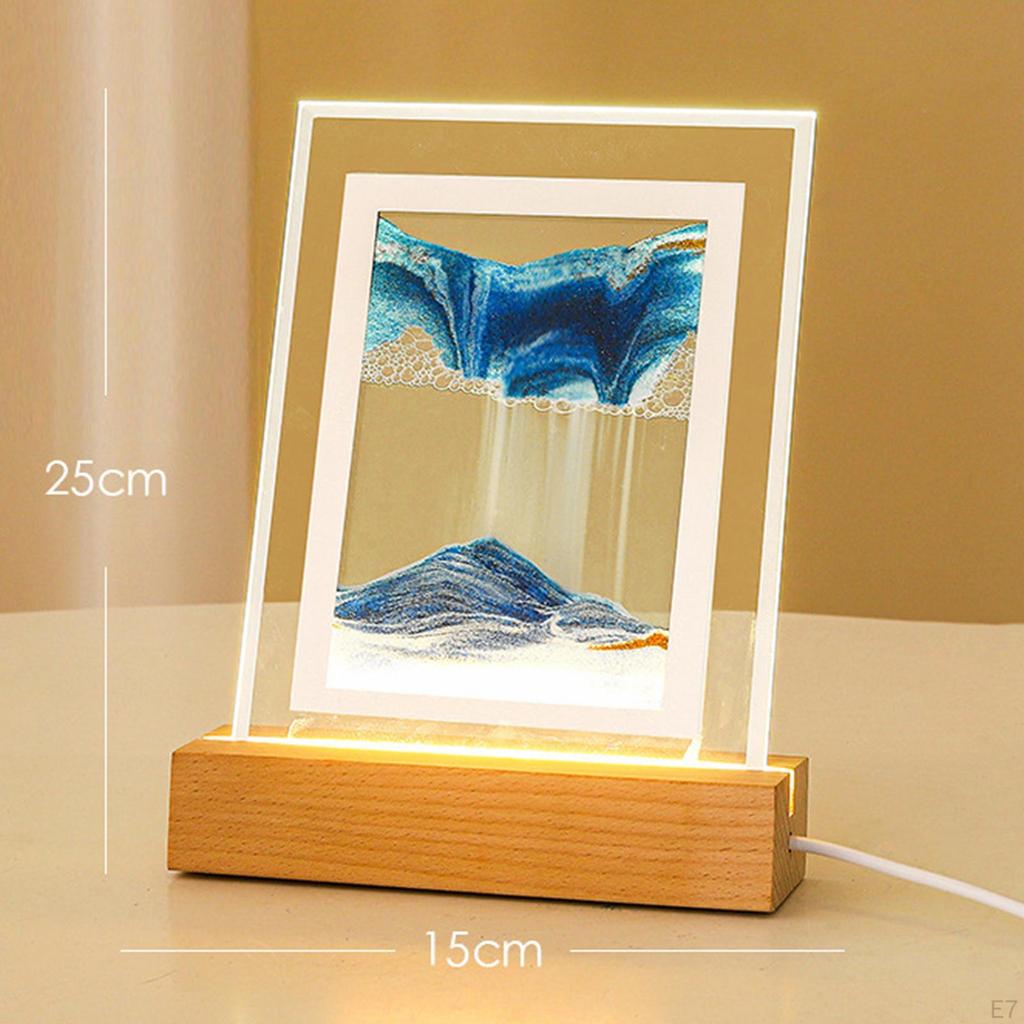 Art Picture, Night Light Landscape Glass for Tabletop Study Room Adults Desktop Decor