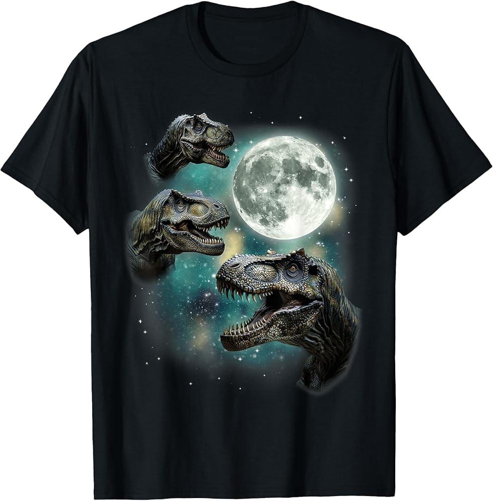 3 Tyrannosaurus Howling At Moon Prehistoric Dinosaurs Parody TShirt Unisex T-Shirt S