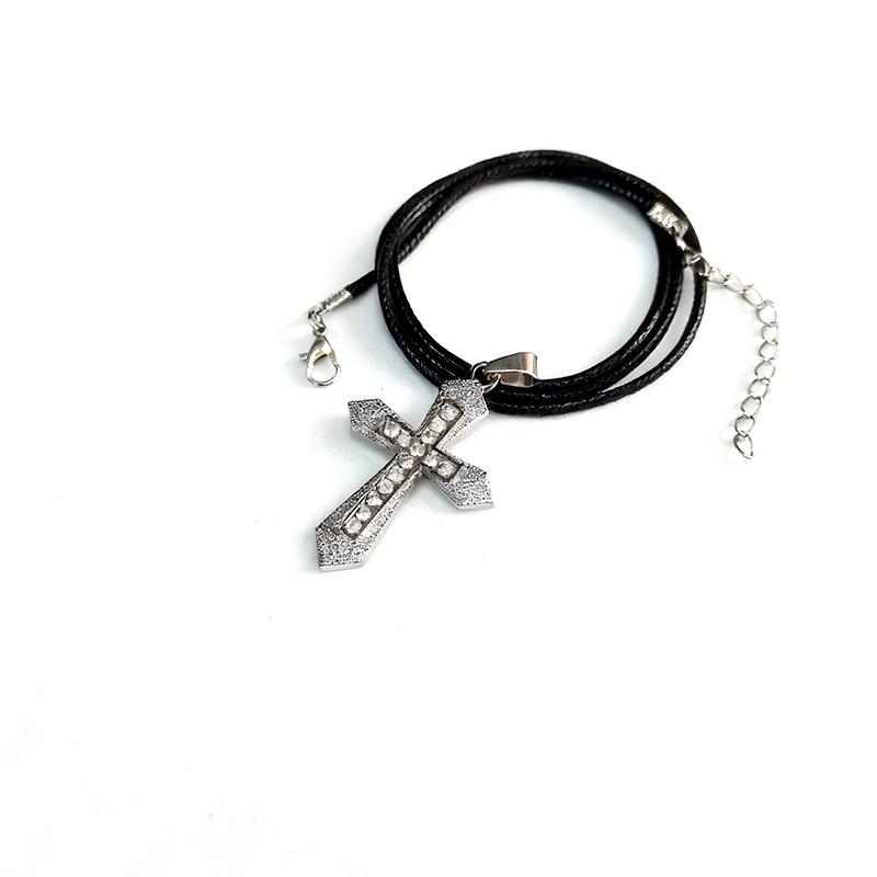 Flammenkreuz-Anhänger Halskette für Männer – Retro Hip-Hop Stil