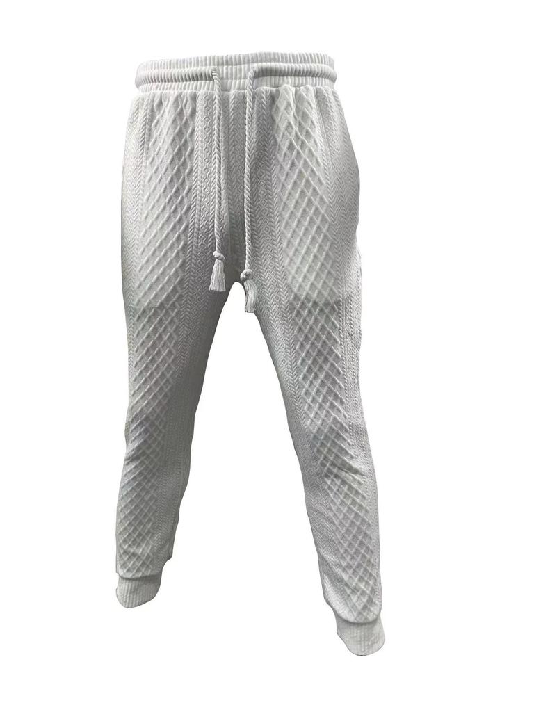 Men's Casual Trousers with Lapel Collar Heavyweight Jacquard Knit Top Plus Size Suit