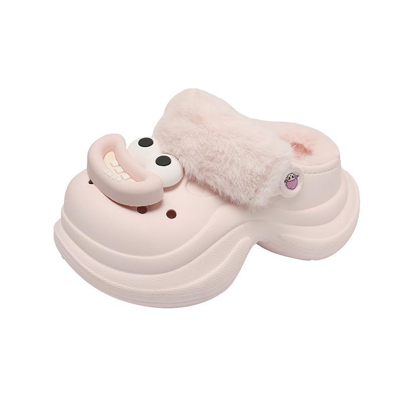 Cartoon cute fun hole shoes women's summer wear thick-soled non-slip student Internet celebrity bag head half slippers clouds