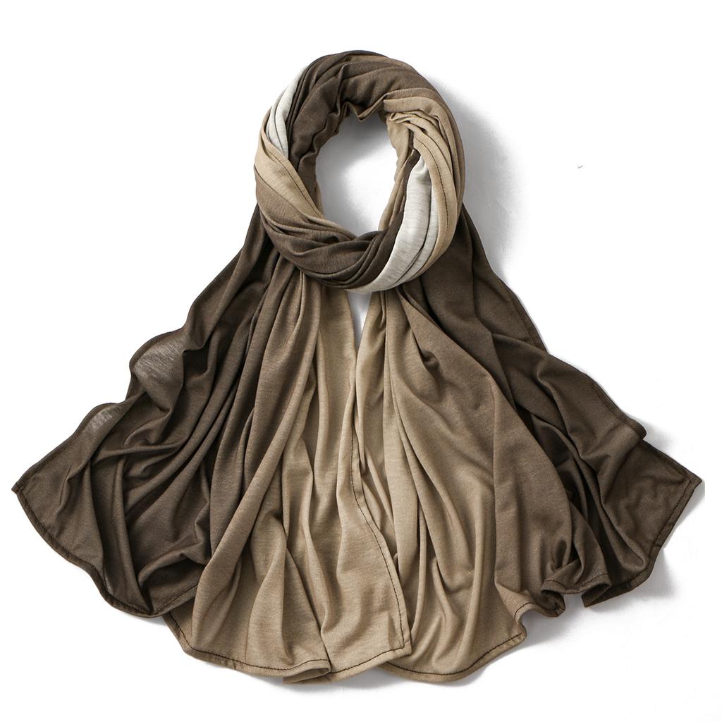 Women Gradient Cotton Jersey Hijab Scarf Lady High Quality Head Wraps Shawl Muslim Headscarf Islamic Turban Bandana Eid180*70Cm