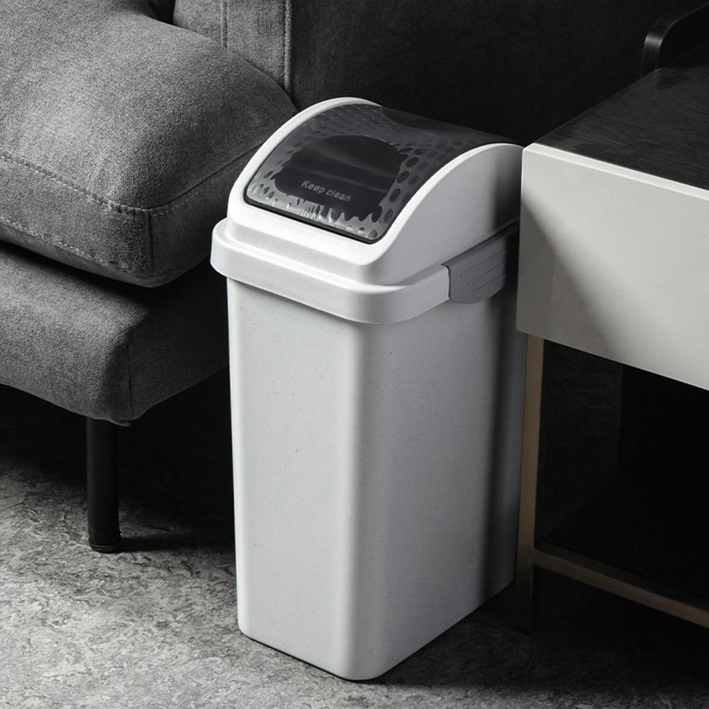 Creative Garbage Can with Shaker Cover Simple Storage Bucket Rubbish Bin Rectangle Wastebasket