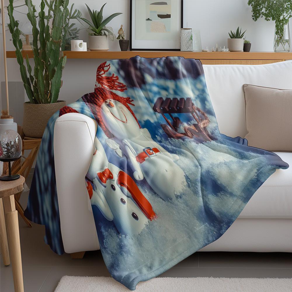 Tuniu Cute Snowman Christmas Blanket for Sofa Bed Living Room Decor Gift Idea