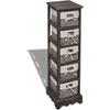 VidaXL Storage Shelf Wood Brown 5 Woven Baskets