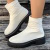 Spring Plus-size Fashion Boots Women's New Stretch Fly Knit Platform Socks Boots Casual Low-top Martin Boots