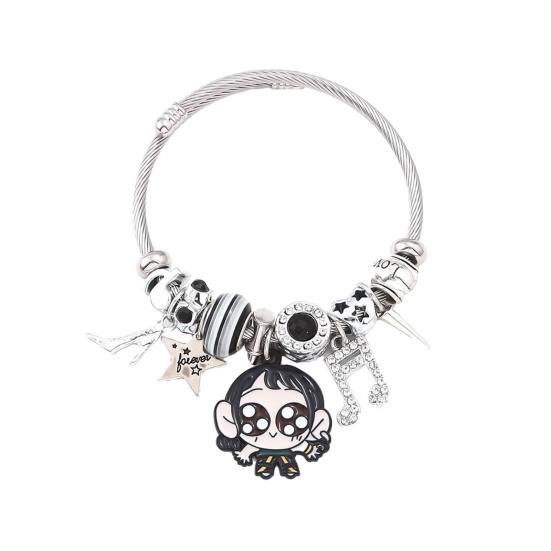 Pulseira DIY Pop Coreana Pulseira Inspirada em Anime Pulseira Elástica Ajustável com Berloques Fofos Presente para Fãs Homens Mulheres