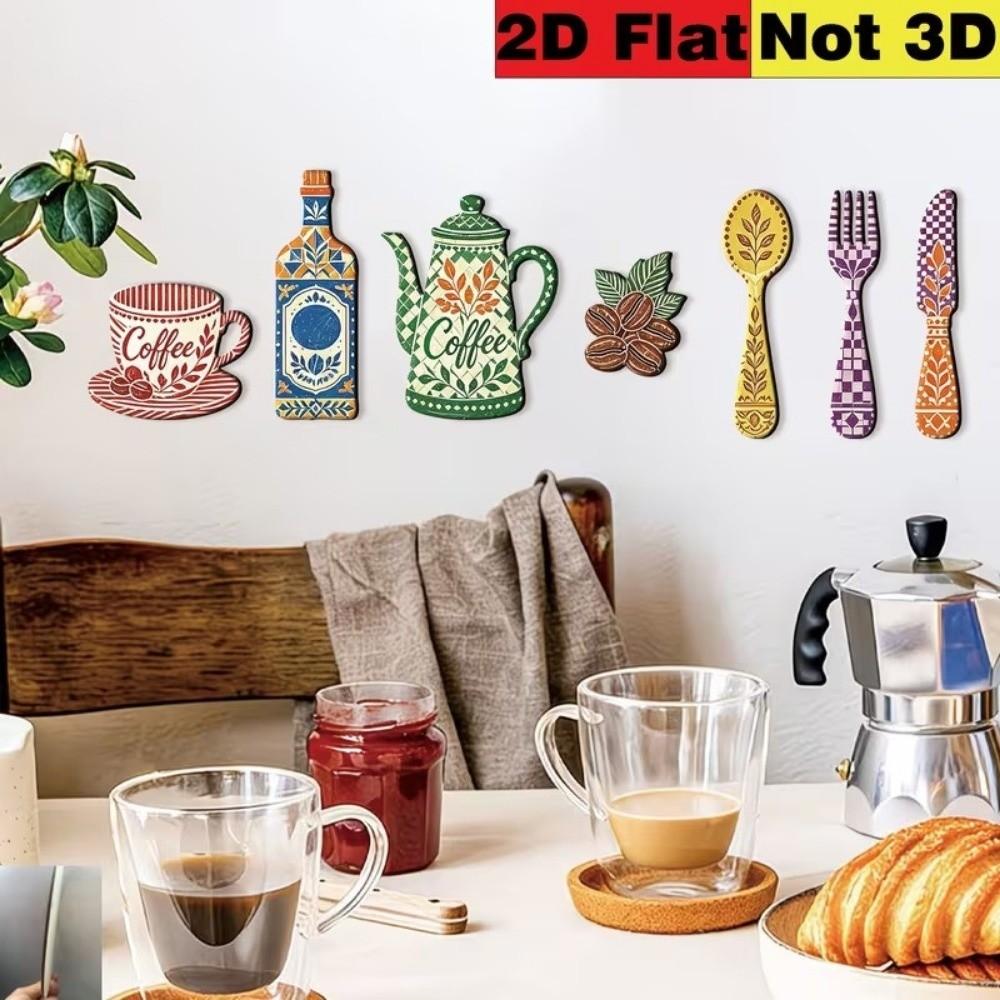 7Pcs Coffee Themed Coffee Utensil Wooden Ornament Restaurant Decoration