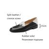 Fashion NEW Spring/Autumn Women Loafers Split Leather Shoes for Women Square Toe Chunky Heel Black Shoes Concise Low Heel Women Pumps