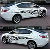 2Pcs Car Body Door Sticker Racing Stripes Black Flame Graphics DIY Vinyl Decal