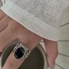 Exaggerated Black Zircon Tassel Cuff Finger Rings For Women Punk Fashion New Jewelry Gift Party Music Festival