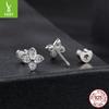 Small Fresh Four-Leaf Clover Moissanite Stud Earrings, Exquisite And Elegant Lucky S925 Silver Stud Earrings.
