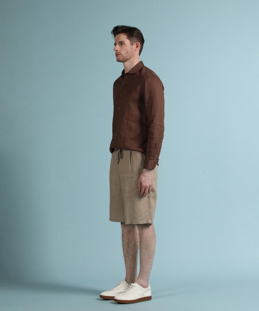 PANICALE Beige Drawstring Linen Shorts (Type B)