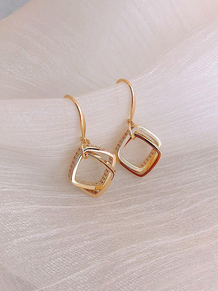 

Трендовые женские серьги-капли из стерлингового серебра 925 пробы цвета розового золота - Гипоаллергенный и универсальный модный аксессуар для осени/зимы 2025 золотой