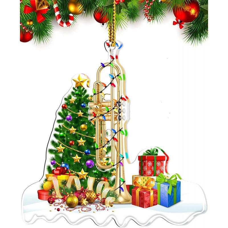 

Красочные музыкальные акриловые подвески для рождественских елок и интерьеров автомобиля Trumpet