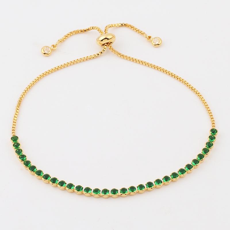 Rainbow Cubic Zirconia Tennis Bracelet Iced Out Chain Bracelets For Women Gold Color Adjustable Bracelet CZ Chain Homme Jewelry