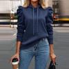 Women Solid Color Casual Hooded Sweatshirt Autumn Winter New Bubble Long Sleeve Hoodie Thickened Warm Pullover Female Hoodies Outerwear