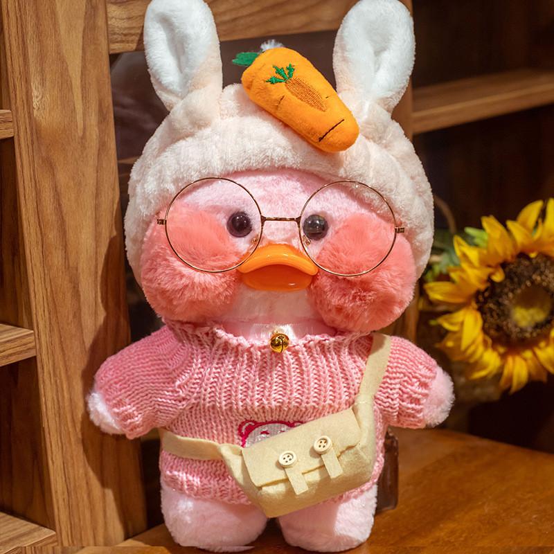 Pink Inflatable Cute Duck Plush Toy With Bell Collar For Kids And Collectors