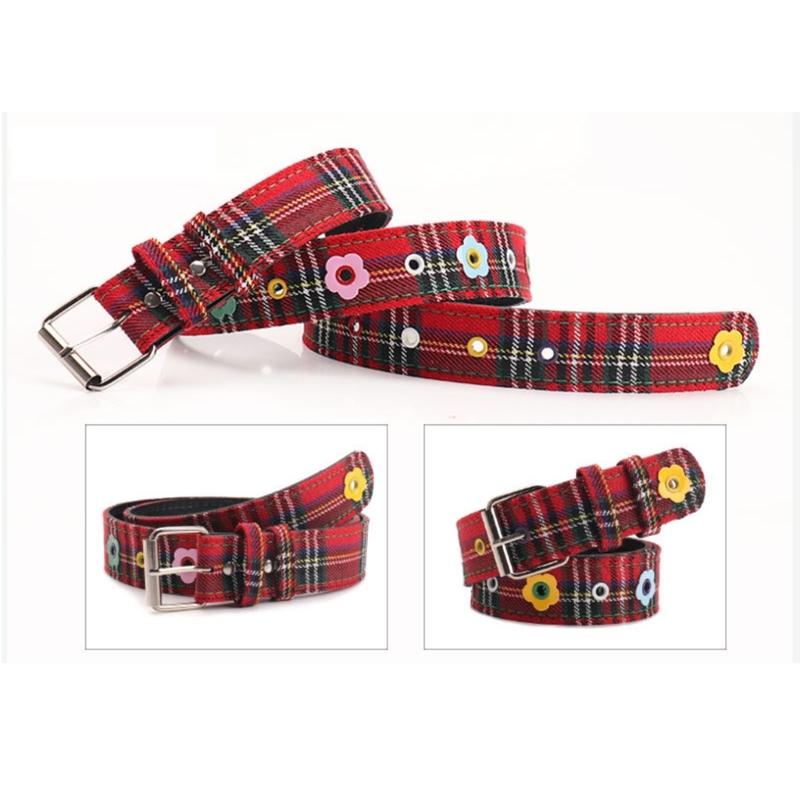 Trendy Flower Rivets Waist Belt with Candy Color Eyelet Adjustable Waist Band For Casual Outfit Party Waist Decoration