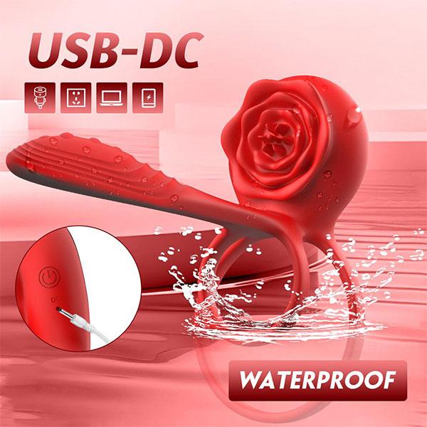 Rose Cock Ring Vibrator Penis Sleeve Sucking Stimulator APP Remote Control,G Spot Clitoral Vibrator Adult Erotic Products