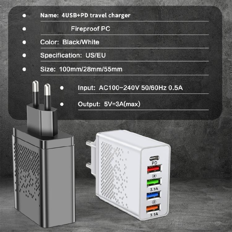 5 Port Charging Station with PD48W Fast Charging Technology 4 USB 3.1 Interfaces Travel Friendly Designing