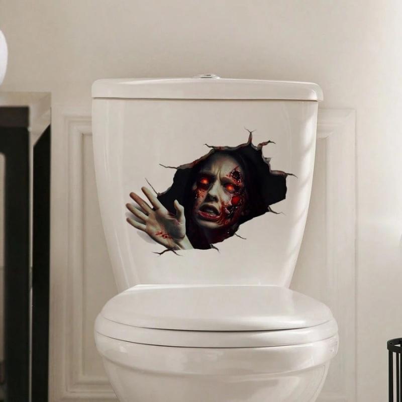 Halloween Horror Female Ghost Bedroom Bathroom Toilet Home Background Decoration Wall Sticker
