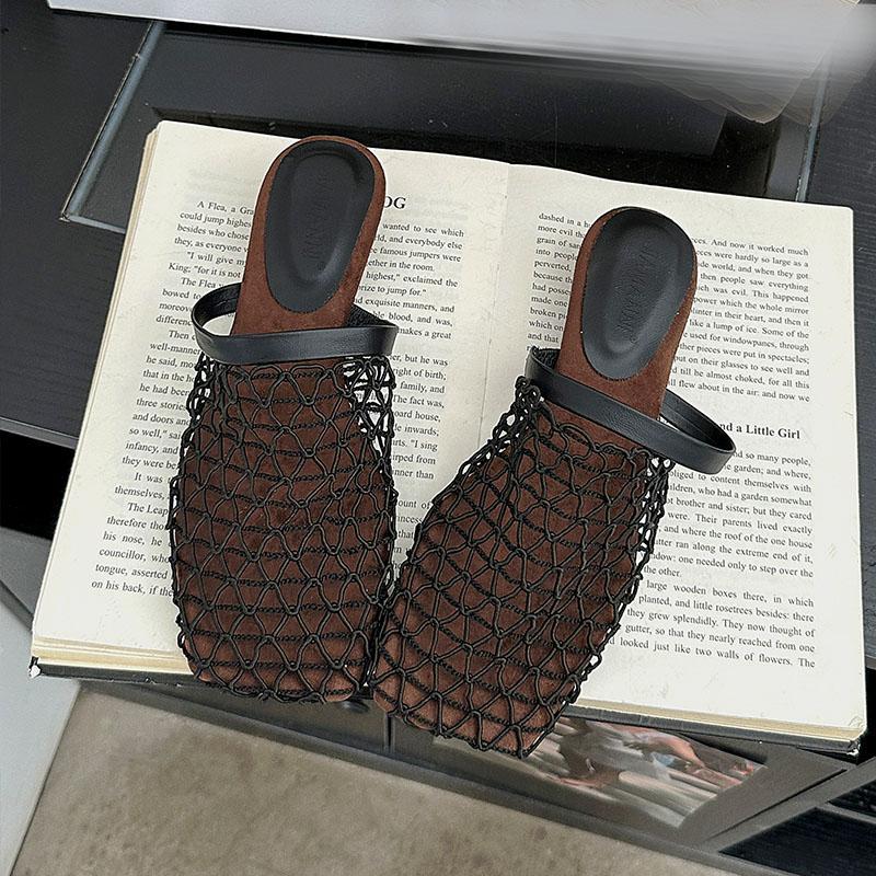 Fashion Ladies Wedges Slippers Sandals Shoes With Low Heel Fashion Mesh Female Wedges Summer Beach Slides Slippers Shoes For Women Mules