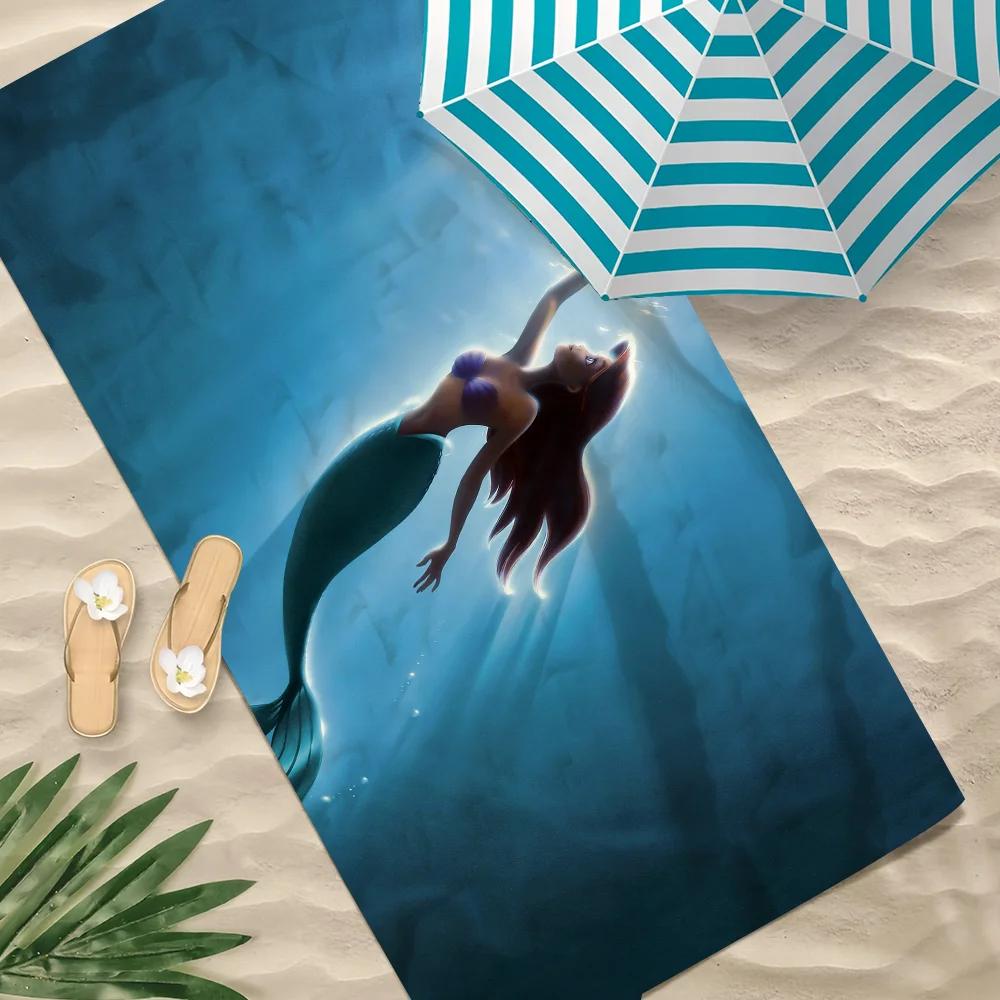 The Little M-Mermaid Towel Pool Beach Towel Portable Quick Fast Dry Sand Outdoor Travel Swim Blanket Thin Mat Bath Towel