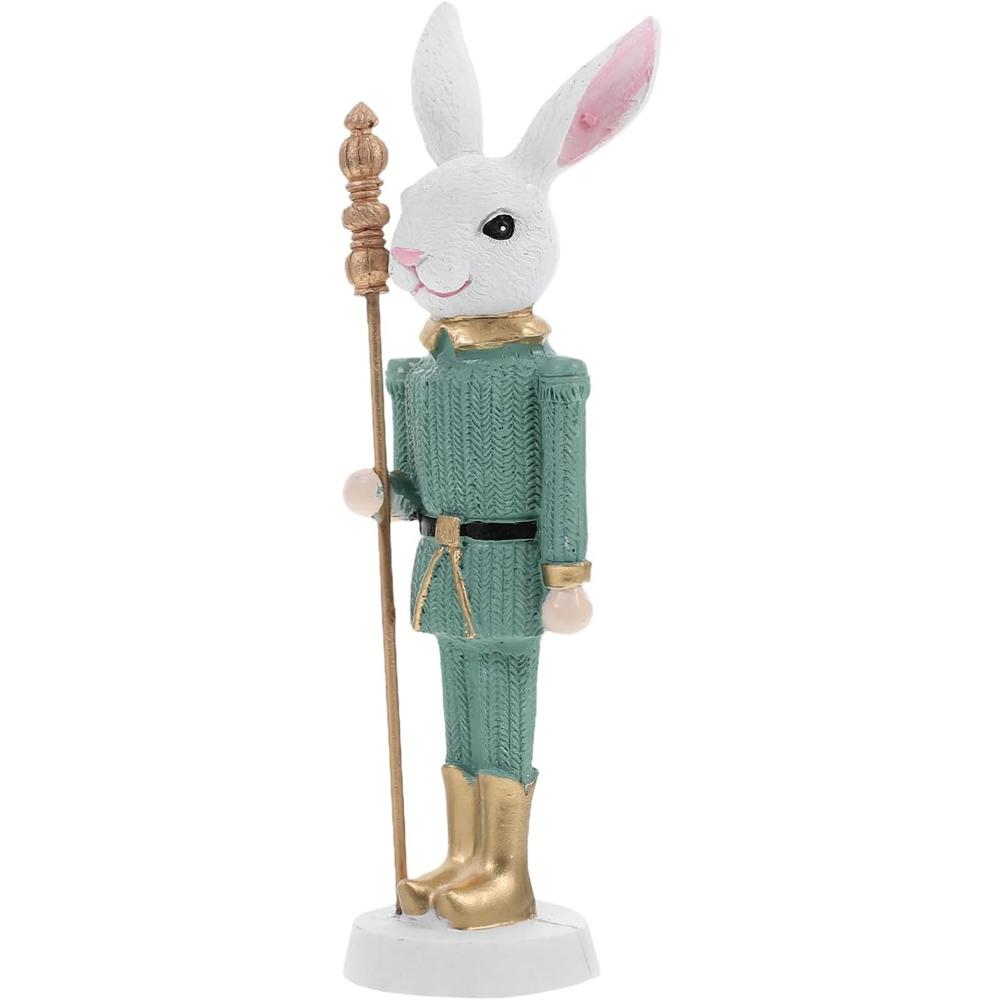 1Pc Easter Rabbit Nutcracker Resin Bunny Figurine Sculpture Holiday Nutcracker Doll