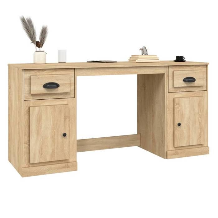 Scrivania - Maison Exclusive - Quercia Sonoma - Legno ingegnerizzato - Contenitore integrato