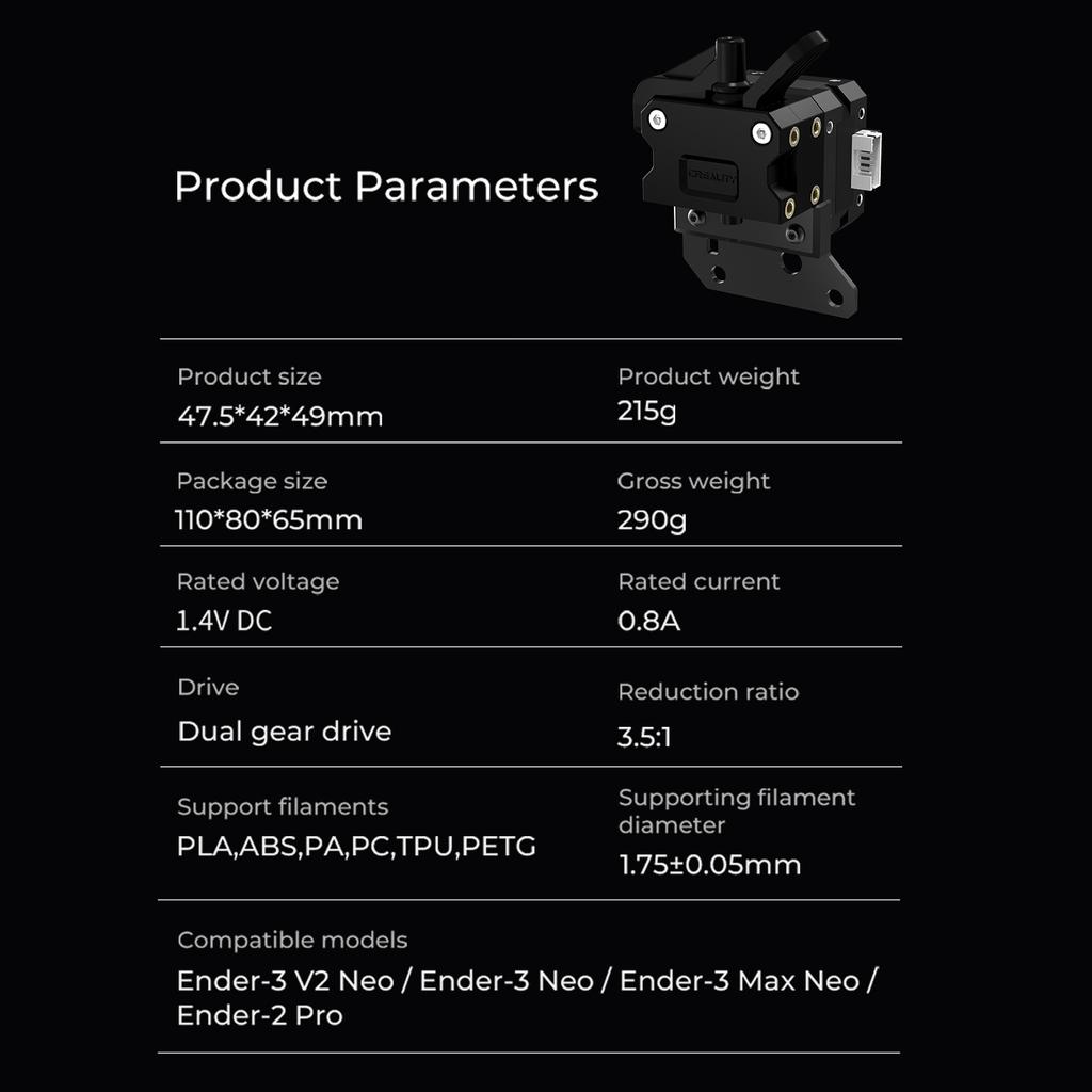 CREALITY Sprite Extruder SE-Neo Extruder Dual-gear Drive High Torque & Smooth Feeding Support