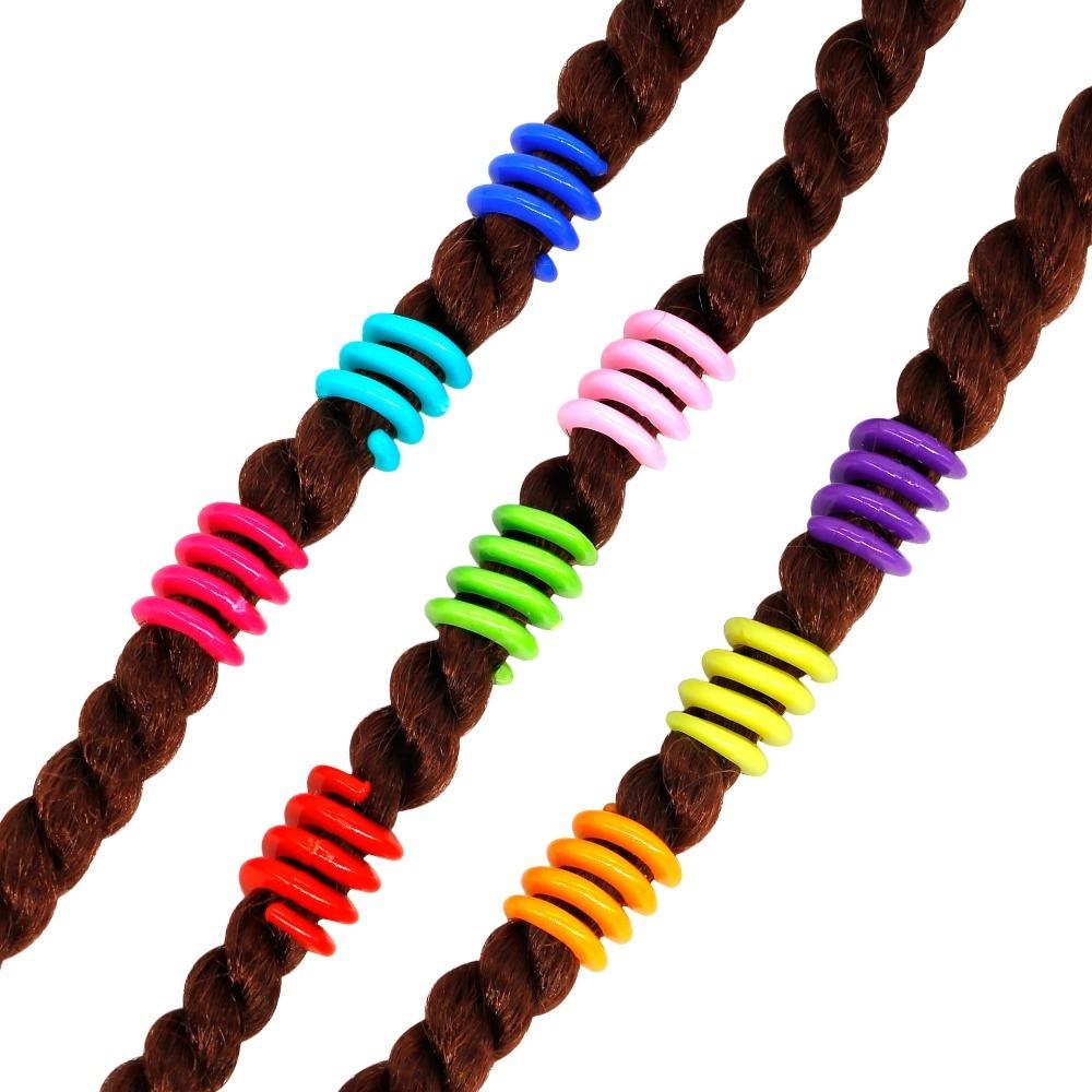 50pcs Big Hole Dreadlocks Beads Charm Hair Braid Tubes Spring Dreadlock Ring  for Women Girls
