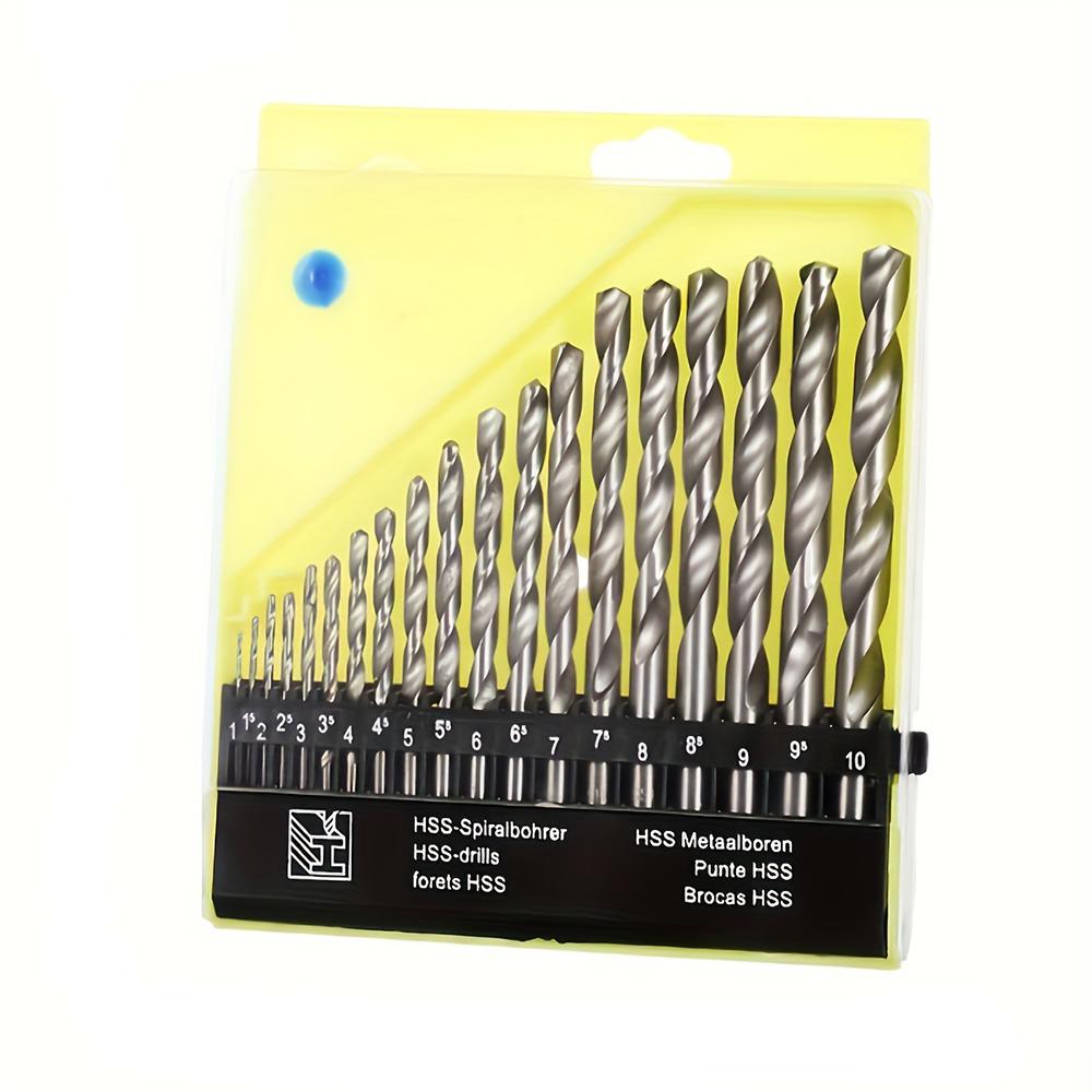 19 Pcs Drill Bit Set M35 Cobalt Round Straight Handle Metric Drill Bit Set 1mm-10mm Drill Bits Suitable for Cast Iron, Copper,