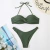 Solid Color Split Swimsuit Women's Three-point Bikini Sexy Beach Vacation Bikini Women