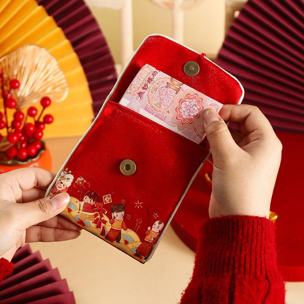Traditional Spring Festival Red Wallet Hongbao Blessing Horse Year Red Pocket Brocade Embroidered Spring Festival Supplies