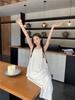 Holiday Style Neck Sling Dress Women's Summer New Retro Loose Outer Wear A Word Big Pendulum Long Skirt Tide